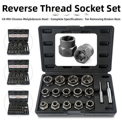 Screw Extractor Tools Set 6-27mm Metal Construction Reverse Spiral Design