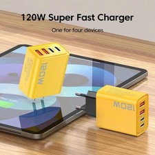120W 4-Port USB C Fast Wall Charger Block for...
