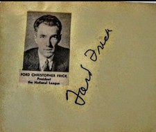 FORD FRICK -  AUTOGRAPHED ALBUM PAGE - SIGNED IN 1943 WHILE NL PRESIDENT - HOFer