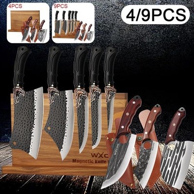4/9PCS Stainless Steel Chef Knives for Cooking Cutting Fruit Pizza Bread