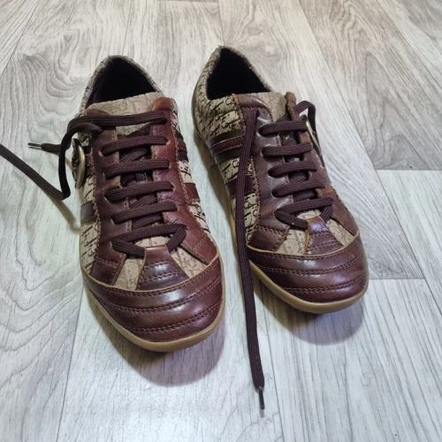 Chaussures Christian Dior Femme Marron Or Monogramme Dior Baskets Femme Taille 9 Us