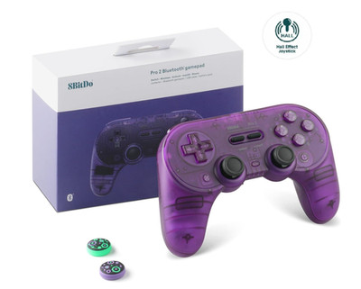 8BitDo Pro 2 Transparent Purple Bluetooth Wireless Controller for Switch / Switc
