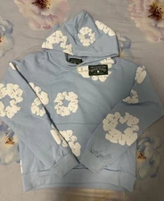 Denim Tears Cotton Wreath, Light Blue Hoodie, Size M ￼