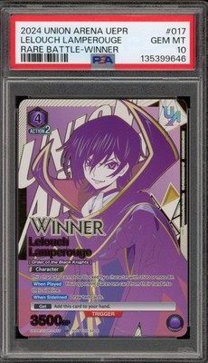 Union Arena Lelouch Lamperouge Rare Battle Winner #017 PSA 10 Gem