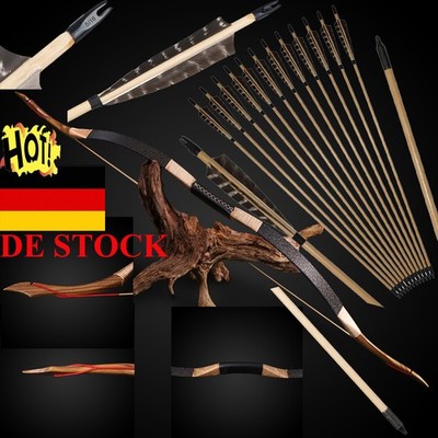 32''Traditionelle Recurve Bogen Langbogen 30-50LBS&pfeil Bogenschießen Jagd Ziel
