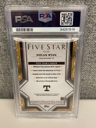 👑🔵 2023 TOPPS CINCO ESTRELLAS NOLAN RYAN EN TARJETA AUTOMÁTICA/25 TEXAS RANGERS 💎PSA - HOF - Imagen 10 de 24