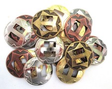 Conchos Mixed Finishes Western 1" Round Slotted; 25 Pieces
