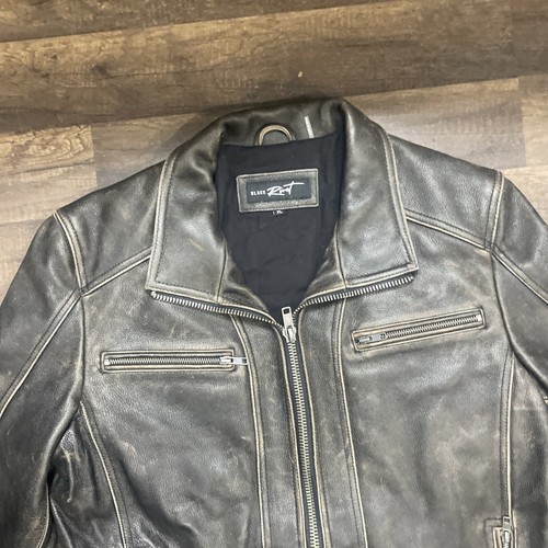 VINTAGE Herren Motorradjacke schwarz Nieten schwarz Echtleder XL Extra Large - Bild 7 von 24