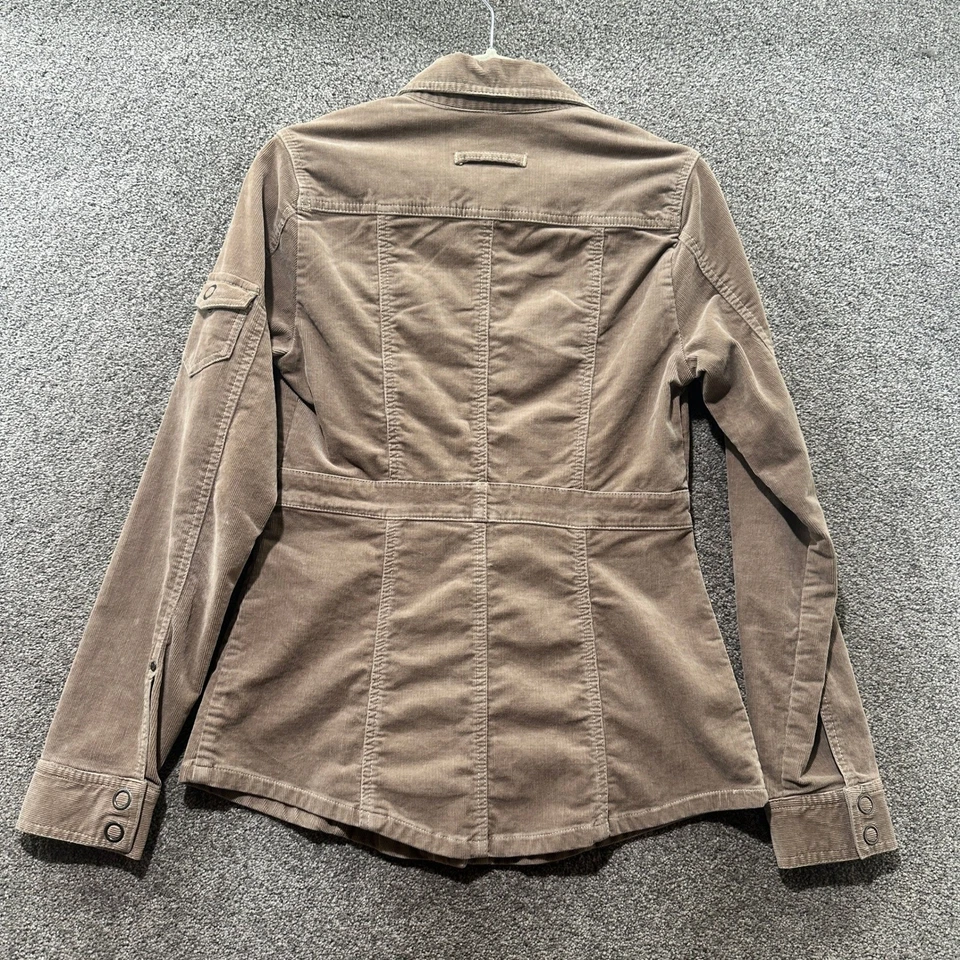 Chaqueta Aventura Mujer Pequeña Pana Marrón Algodón Orgánico Botón a Presión Foto 2 de 4