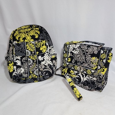 Vera Bradley Floral Quilted Medium Backpack and Shoulder Crossover Purse/Bag