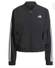 Adidas Women's Bomber Jacket Plus Sport 3 Stripes Lightweight Black 1X, 2X, 3X