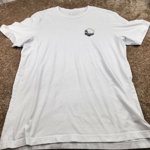 TravisMathew T-Shirt weiß Grafik XL Palme Sonnenuntergang Strand Urlaub - Bild 3 von 6