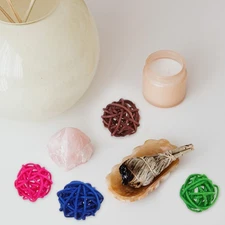 65 Pcs Wicker Decorative Balls Rattan Bowl Centerpiece Ornaments