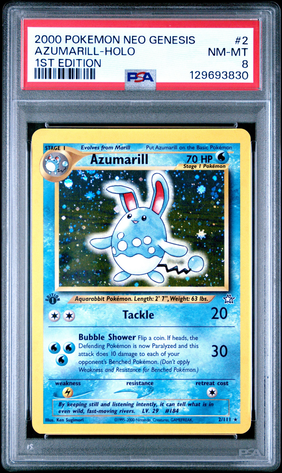 2000 Pokemon Neo Genesis 1st Edition 1st Edition Azumarill-Holo 8 PSA #2