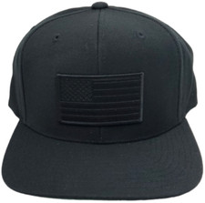 USA American Flag Patch Snapback Flat Bill Black