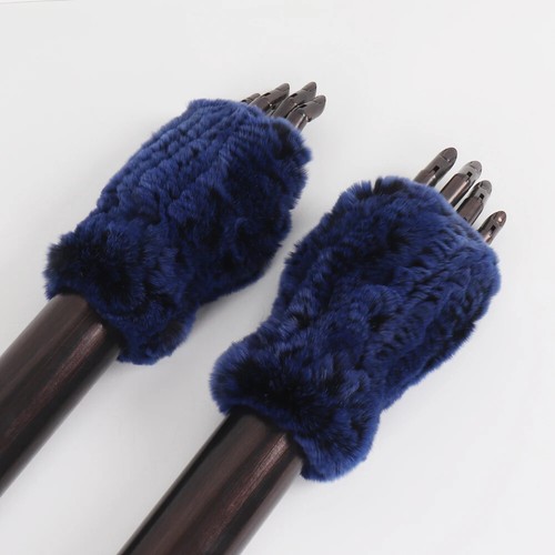 Lady Gloves Women Winter Keep Warm Real Fur Glove Elastic Knit Outdoor Mittens - Picture 68 of 85