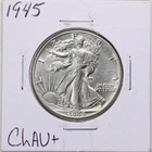 1945 50C Walking Liberty Half Dollar in Choice AU+ Condition #5135