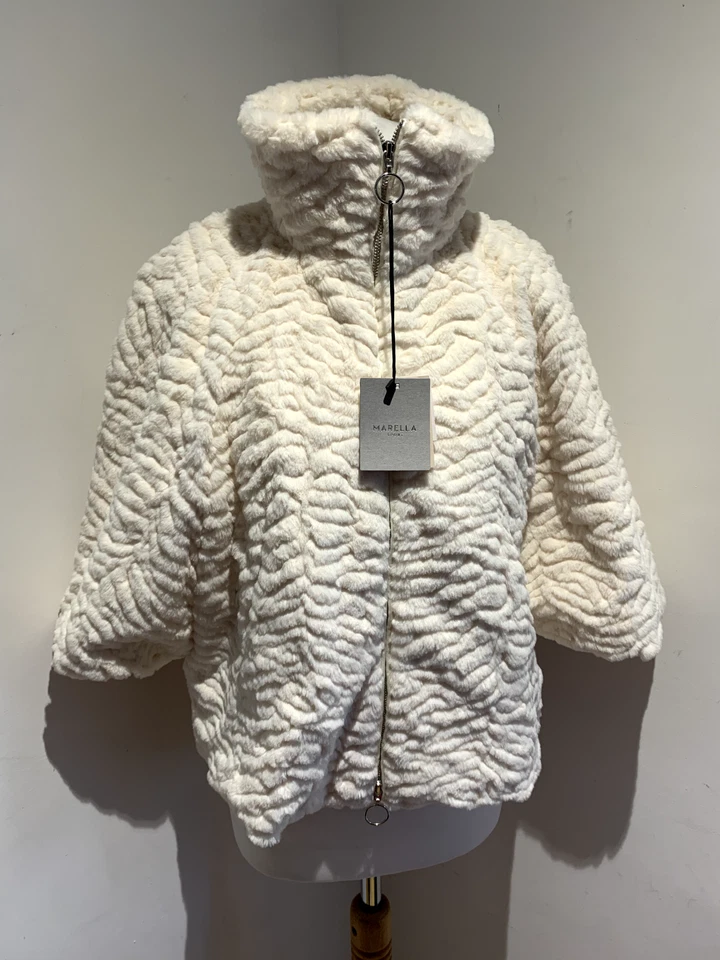 Marella Sport Jacket UK 8 NEW Womens Faux Fur Cape poncho cream coat Max Mara - Image 2 of 4