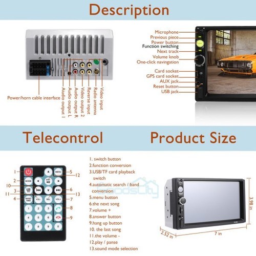 Radio Estereo De Pantalla Para Coche Carro GPS WiFi Tactil Doble Din Bluetooth 7 - Bild 15 von 18