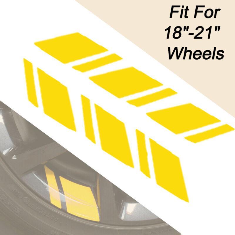 Yellow Wheel Rim Vinyl Decal Sticker Hash Mark Stripe Overlay For 18