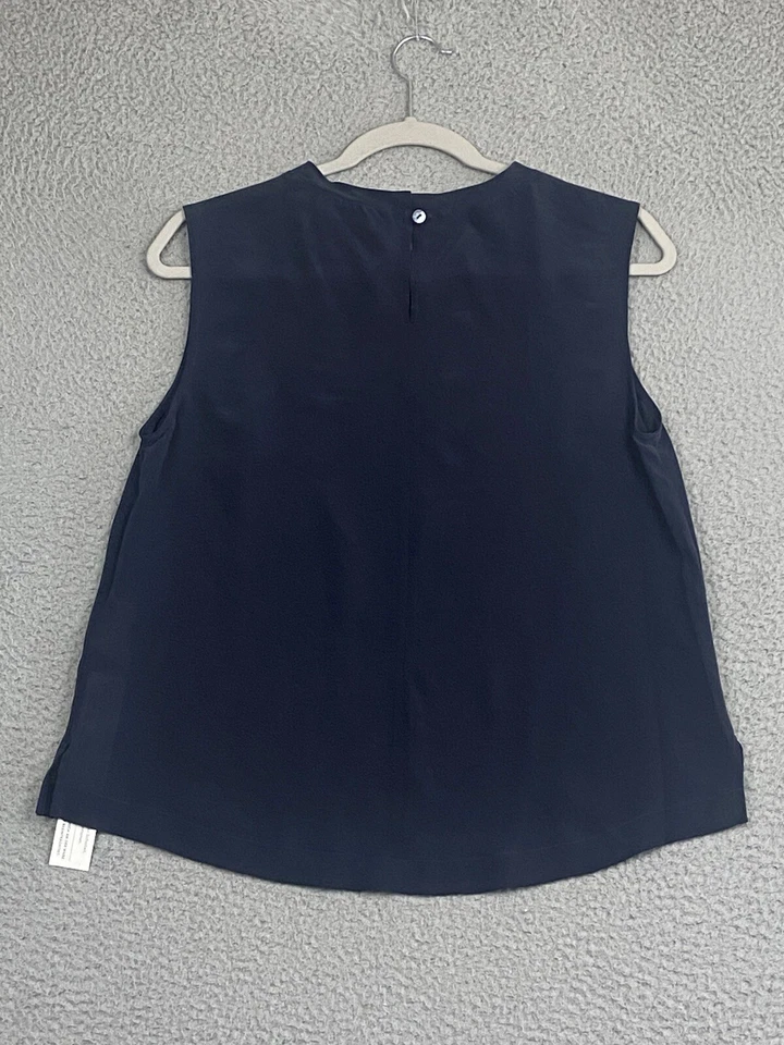 NWT Poetry 100% Silk Crepe Sleeveless Navy Blue Top Size 6 Lagenlook Flowy NEW - image 2 of 4