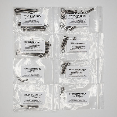 Kit vis moteur pour Honda Z50A évitant la rouille des carters