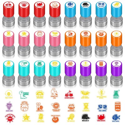 Yinder 24 Pcs Teacher Stamps for Classroom Self Inking Classroom Stamps for T...