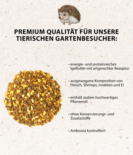 Igelfutter Igelnahrung Igel-Menü mit Fleisch/Insekten/Ei, Dehner Natura - Bild 2 von 5