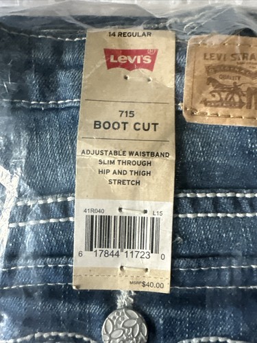 NWT Levi’s Big Girl's 715 Boot Cut Back Flap Pockets Stretch Blue Jeans Size 14 - Picture 5 of 7