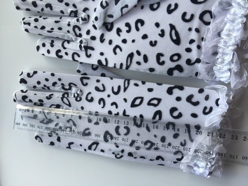 Women Lady Sexy Black White leopard print Lace Fancy Party short Costume Gloves  - Bild 10 von 15