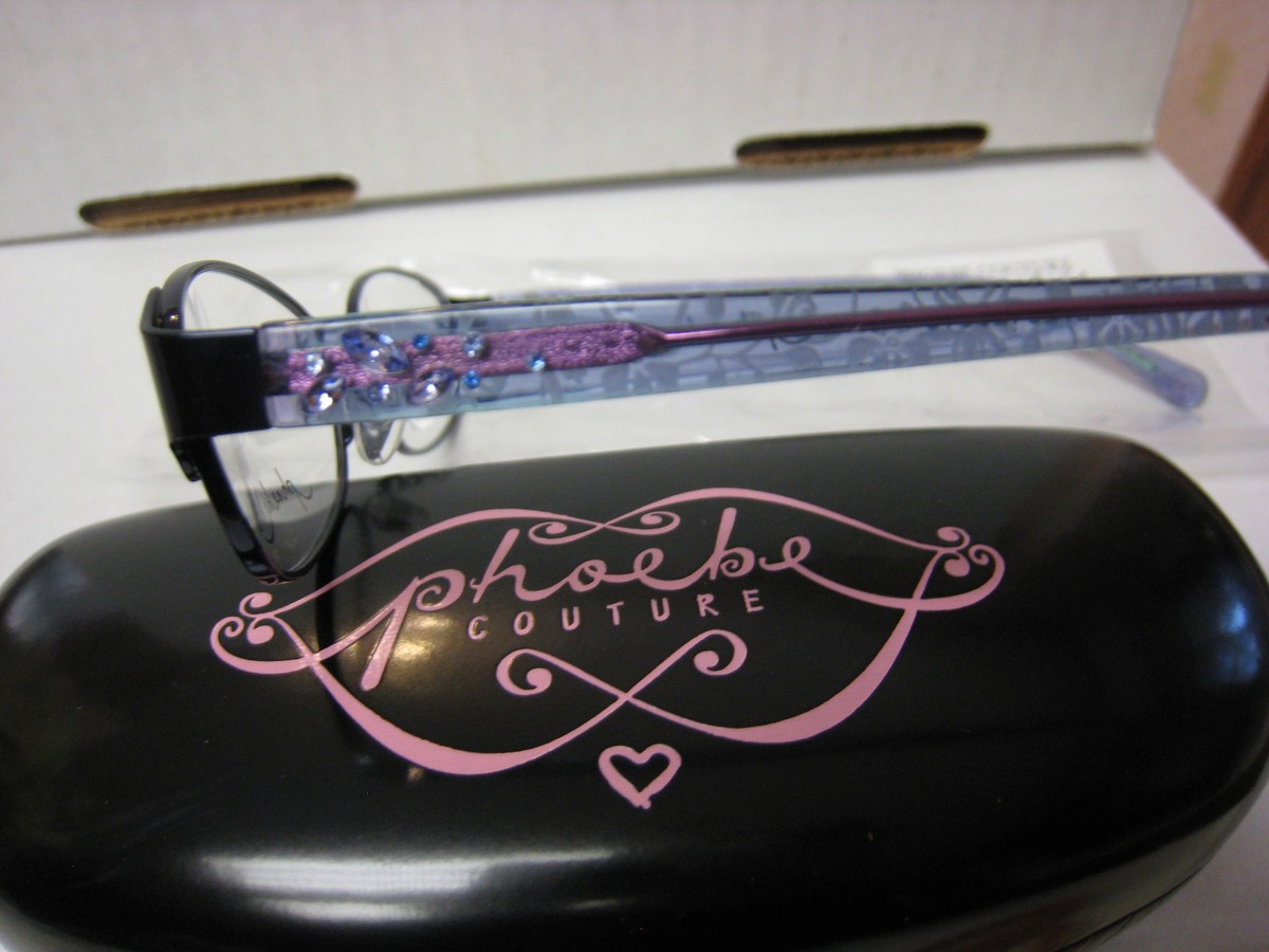 Phoebe Couture Eyeglass Frames P276 in NAVY 53-17-140 With