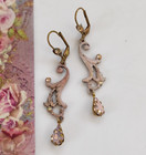Deco With Swarovski Crystals Retro Michal Negrin Earrings Romantic Pink Swirls