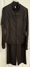 LULULEMON Define LUON Jacket  Pant Set Charcoal Gray/BlackTrim Full Zip Sz 8/4