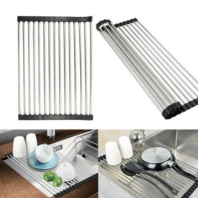 Over The Sink Roll Up Dish Drying Rack Multipurpose Drainer Mat Save Space Us Ebay