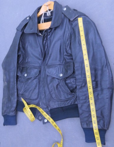VINTAGE BERMAN'S MILITARY POLICE STYLE SCHWARZE LEDERJACKE HERREN USA GRÖSSE 40 - Bild 5 von 12