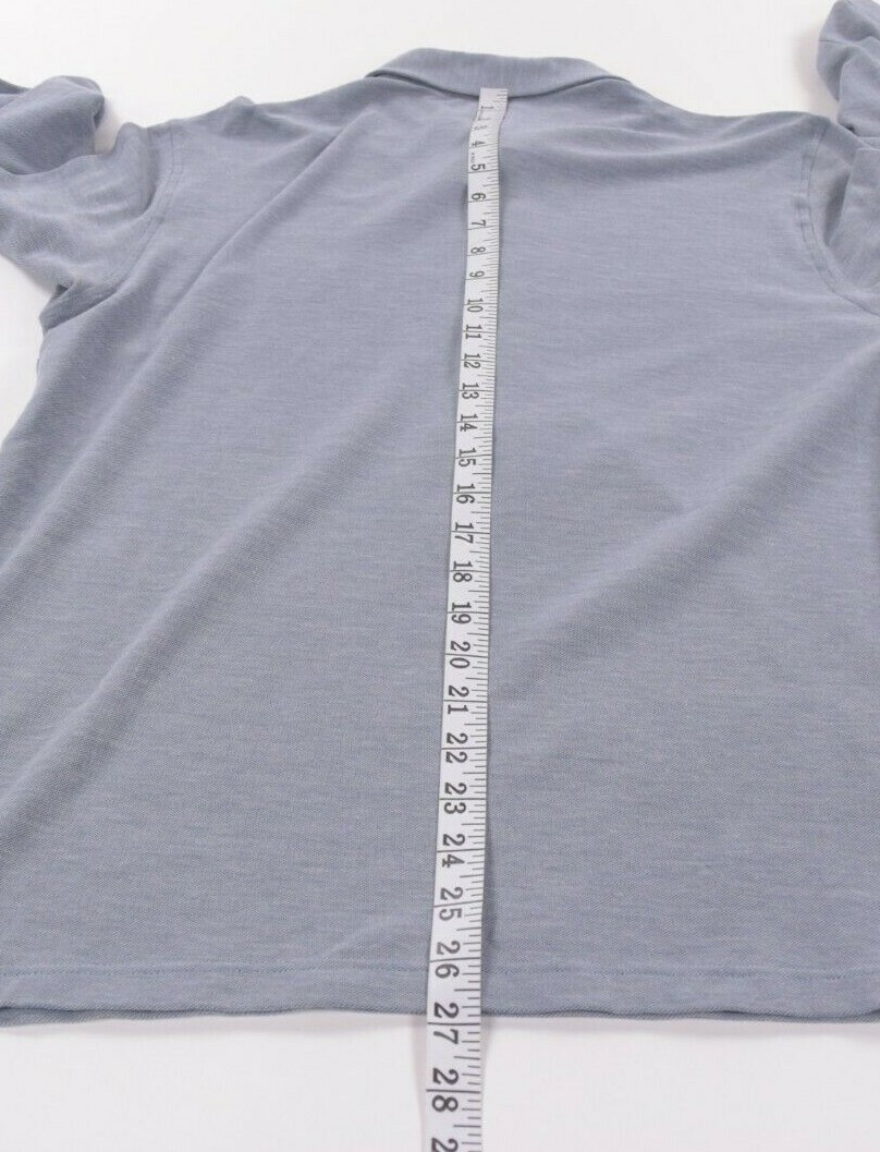 Gran Sasso NWT Polo Shirt Long Sleeve Size 50 M In Solid Washed Blue Cotton image 5