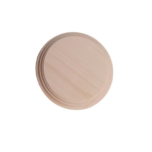 Round Beech Wood Board Display Plinth Base With Edge Detailing 16 cm