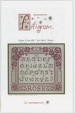 Filigram Upper Case Art Deco Roses Sampler Counted Cross Stitch Pattern New
