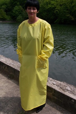 POLYAMIDE 66 VERITABLE BLOUSE-PEIGNOIR COIFFEUSE NYLON ORANGE