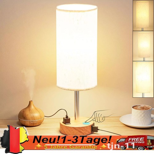 Lámpara de Mesita de Noche LED Táctil Regulable, Lámpara de Mesa Moderna, con Función de Carga USB A+C