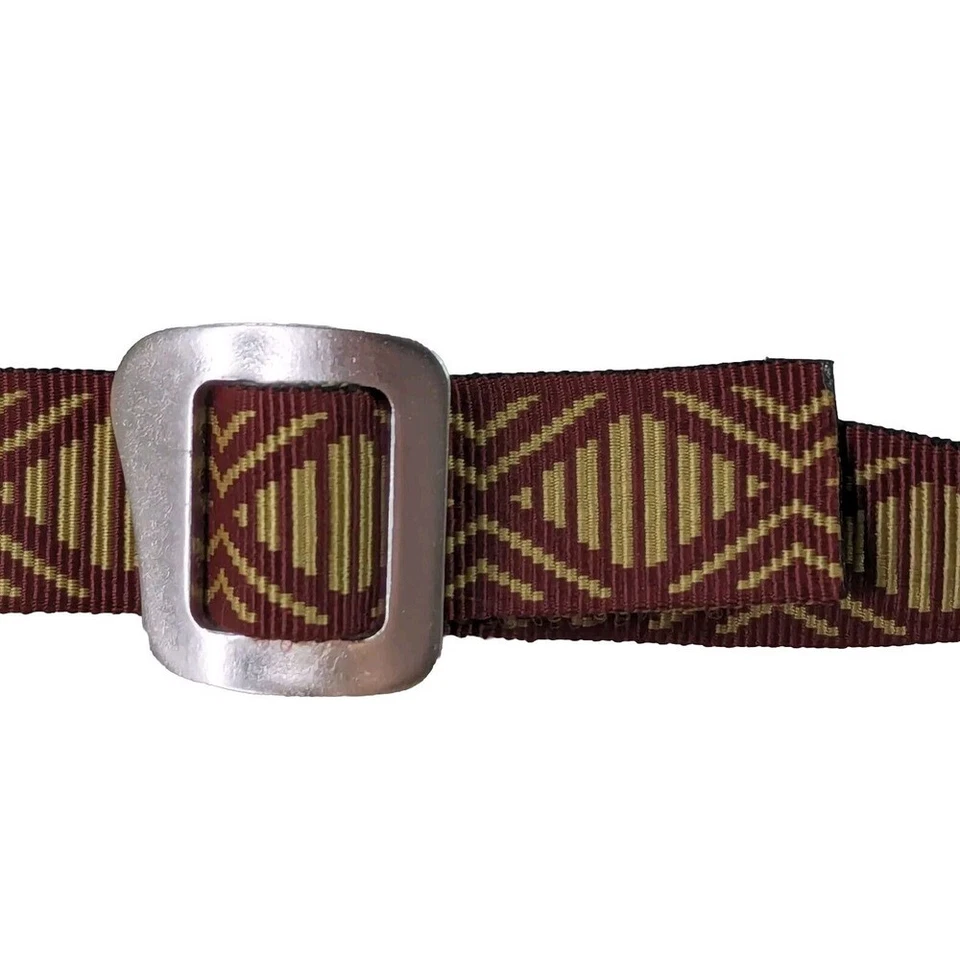 Винтажный текстильный ремень размер 46 с геометрическим бриллиантовым узором мужской регулируемый сделано в США - Изображение 2 из 4