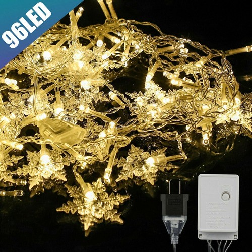 Christmas 96 LED Curtain Window Snowflake String Fairy Lights Waterproof Decor - Picture 23 of 23