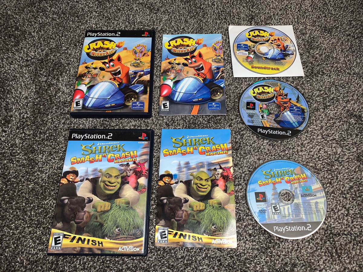 PS2 PlayStation Kart Racing Lot Crash Bandicoot Nitro Kart & Shrek