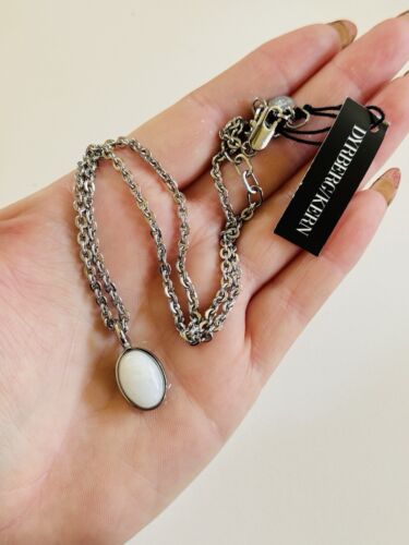 Dyrberg Kern shobhana Necklace Silver Chain White Quartz Pendant Designer Collar
