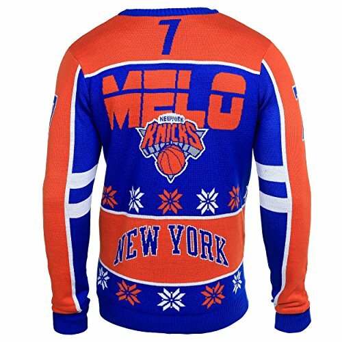 Klew NBA New York Knicks Men's Carmelo Anthony Ugly Sweater, Orange - Picture 1 of 6