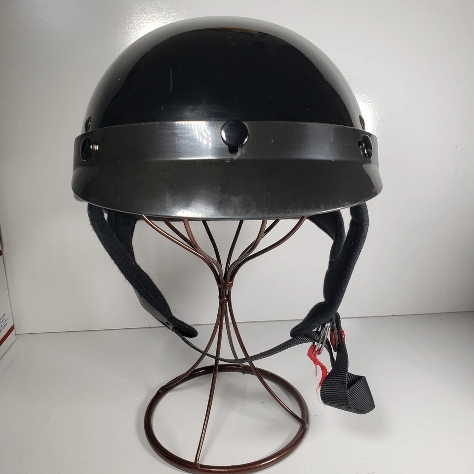 Capacete de motocicleta Nikko Half preto tamanho XL N-306 alça de liberação rápida MFG 6/13 - Imagem 4 de 4