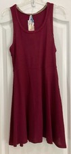 Wallflower Womens Dress Size Medium Berry Red Knit Fabric Sleeveless New. 16