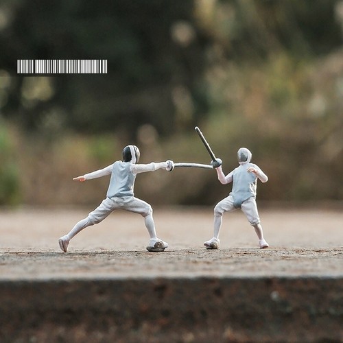 2 pièces mini figurine "Match d'escrime" 1/87 HO 1:87 scène miniature diorama 3D - Photo 2 sur 7