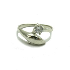 Sterling Silver Ring Stamped Solid 925 Dolphin With 4.5mm CZ Handmade Empress