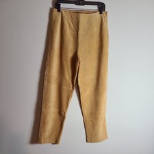 Terry Lewis Tan/Light Camel Suede Leather Pants Lined Straight Hi Rise SIZE 12 